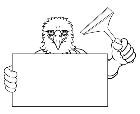 Window Cleaner Eagle Car Wash Cleaning Mascotのイラスト素材