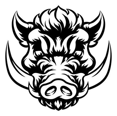 Boar Wild Hog Razorback Warthog Mascot Pig Cartoonのイラスト素材