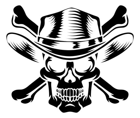 Cowboy Hat Western Skull Pirate Cross Bonesのイラスト素材
