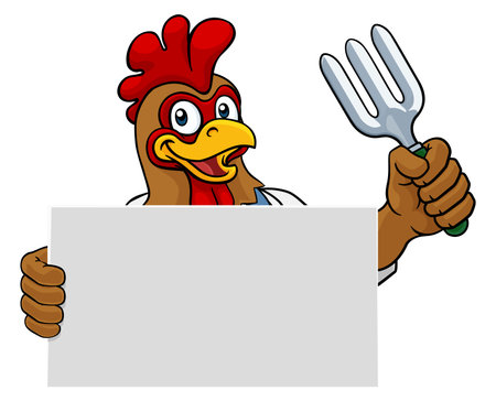 Gardener Chicken Rooster Cartoon Handyman Mascotのイラスト素材