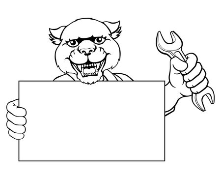 Panther Mechanic Plumber Spanner Wrench Handymanのイラスト素材