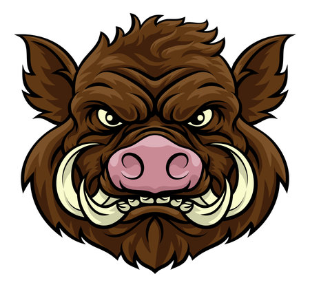 Boar Wild Hog Razorback Warthog Mascot Pig Cartoonのイラスト素材