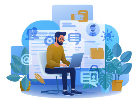 Person Laptop Computer Online Recruitment Searchのイラスト素材