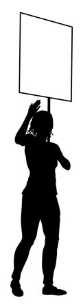 Protest Rally March Picket Sign Silhouette Personのイラスト素材