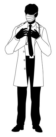 Doctor Man and Clipboard Medical Silhouette Personのイラスト素材