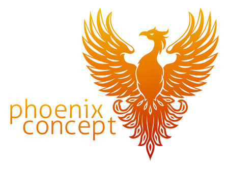 Phoenix Fire Bird Rising Wings Spread Eagleのイラスト素材