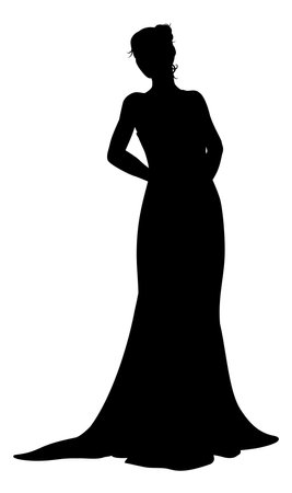 Bride Bridal Wedding Dress Silhouette Woman Designのイラスト素材