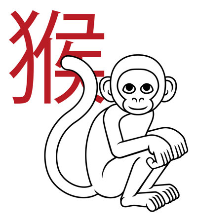 Monkey Chinese Zodiac Horoscope Animal Year Signのイラスト素材