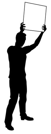 Protest Rally March Picket Sign Silhouette Personのイラスト素材