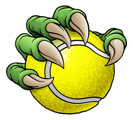 Tennis Ball Claw Cartoon Monster Animal Handのイラスト素材