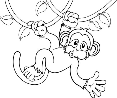 Monkey Singing On Jungle Vines Waving Cartoonのイラスト素材