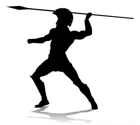 Spartan Silhouette Gladiator Trojan Greek Warriorのイラスト素材