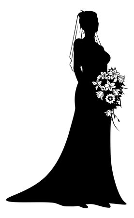 Bride Bridal Wedding Dress Silhouette Woman Designのイラスト素材