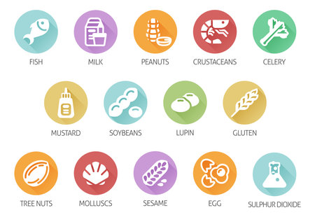 Allergen Food Major Allergy Iconsのイラスト素材