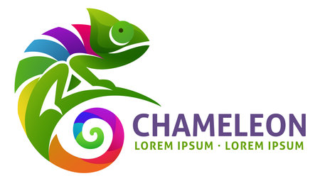 Chameleon Rainbow Lizard Animal Design Icon Mascotのイラスト素材