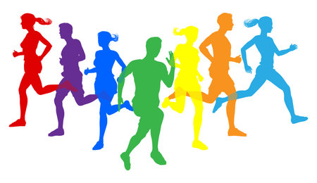 Silhouette Runners Running Sports Silhouettes Setのイラスト素材