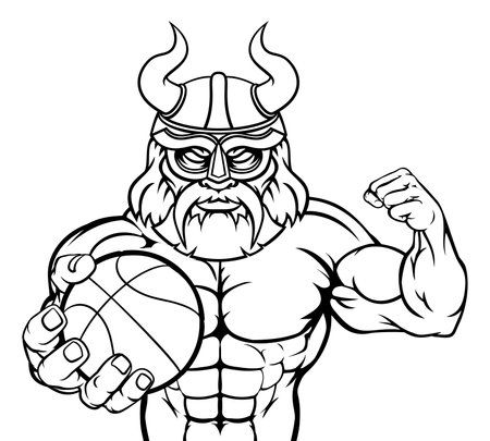 Viking Basketball Sports Mascotのイラスト素材