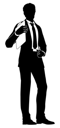 Business People Man With Clipboard Silhouetteのイラスト素材