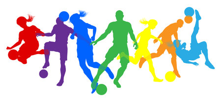 Soccer Football Players People Silhouettes Conceptのイラスト素材
