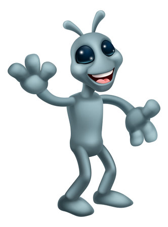 Alien Grey Gray Fun Cartoon Characterのイラスト素材
