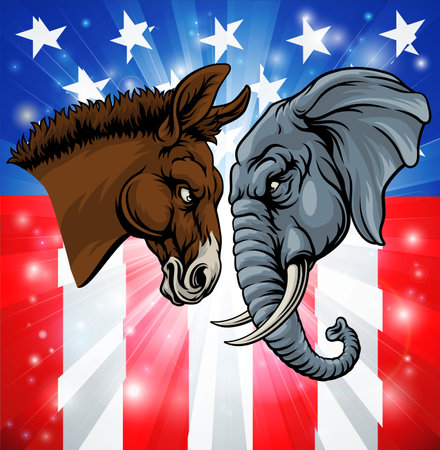 Republican Democrat Elephant Donkey Electionのイラスト素材