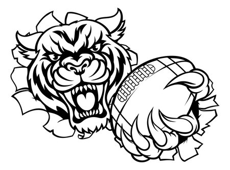 Tiger Cat Animal Sports American Football Mascotのイラスト素材