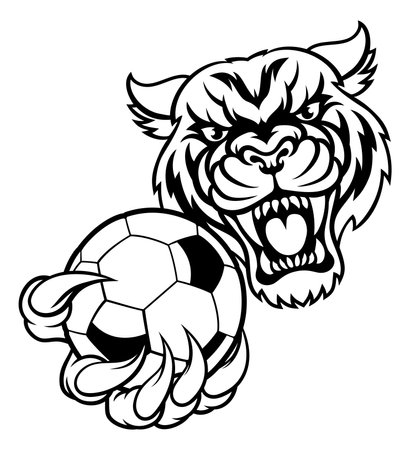Tiger Cat Animal Sports Soccer Football Mascotのイラスト素材
