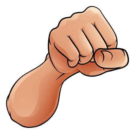 Fist Punching Front Hand Knuckles Cartoonのイラスト素材