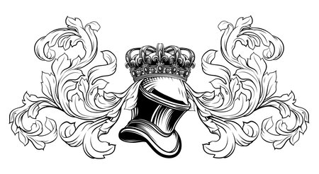 Knight Helmet Crown Filigree Coat Of Arms Crestのイラスト素材