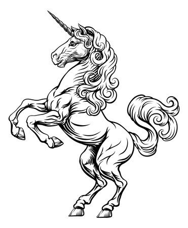 Unicorn Horse Crest Rampant Heraldic Coat of Armsのイラスト素材