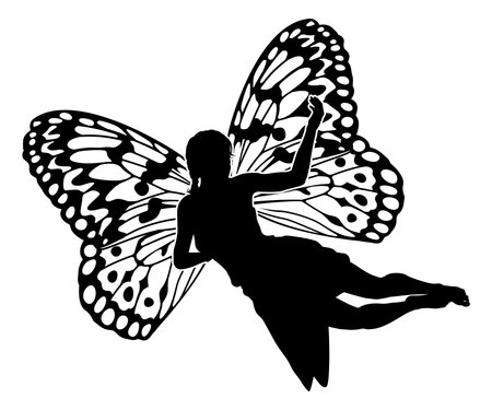 A Fairy in Silhouette With Butterfly Wingsのイラスト素材