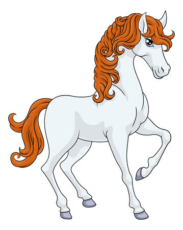 Horse Cartoon Cute Animal Character Illustrationのイラスト素材