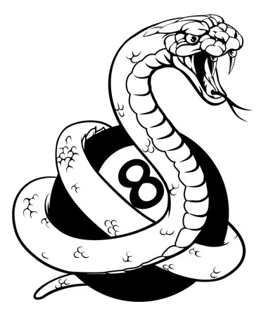 Snake Pool 8 Ball Billiards Mascot Cartoonのイラスト素材