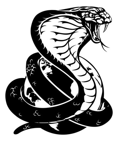 Cobra Snake World Earth Globe Conceptのイラスト素材