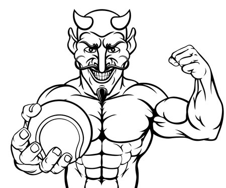 Devil Tennis Sports Mascot Holding Ballのイラスト素材