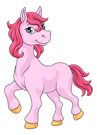 Horse Cartoon Cute Animal Character Illustrationのイラスト素材