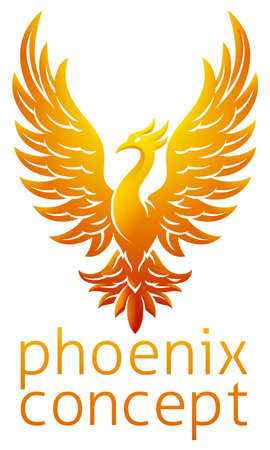 Phoenix Fire Bird Rising Wings Spread Eagleのイラスト素材