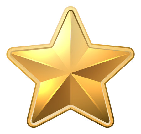 Gold Star Shiny Medal Symbol Award Badge Iconのイラスト素材