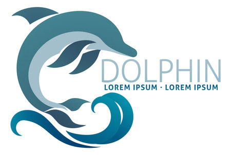 Dolphin Animal Jumping Fish Mascot Illustrationのイラスト素材