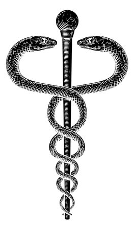 Caduceus Vintage Doctor Medical Snakes Symbolのイラスト素材