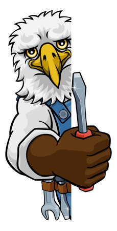 Eagle Electrician Handyman Holding Screwdriverのイラスト素材