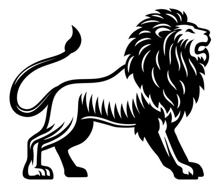 Lion Animal Woodcut Vintage Style Icon Mascotのイラスト素材