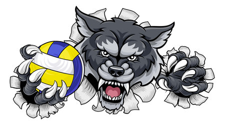 Wolf Werewolf Volleyball Volley Ball Claw Mascotのイラスト素材