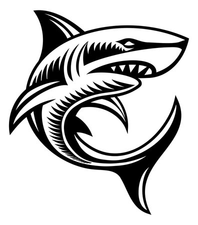 Shark Animal Woodcut Vintage Style Icon Mascotのイラスト素材