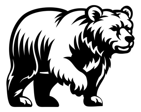 Bear Animal Woodcut Vintage Grizzly Icon Mascotのイラスト素材