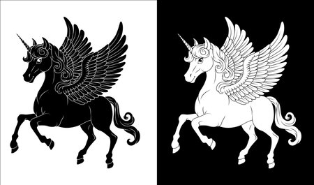 Unicorn Pegasus Wings Horn Horse Animal Cartoonのイラスト素材