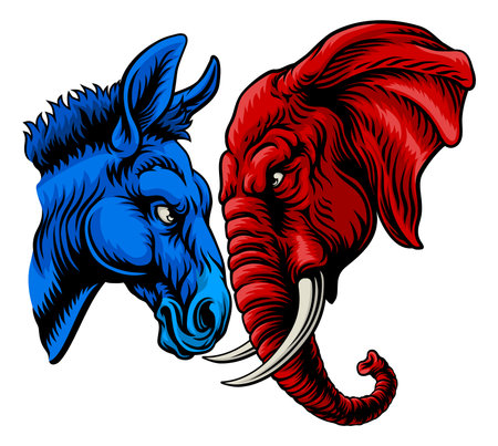 Republican Democrat Elephant Donkey Electionのイラスト素材