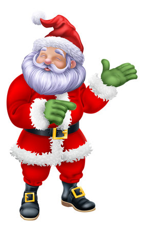 Cartoon Santa Claus Father Christmas Pointingのイラスト素材