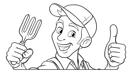 Gardener Cartoon Garden Tool Man Farmer Mascotのイラスト素材