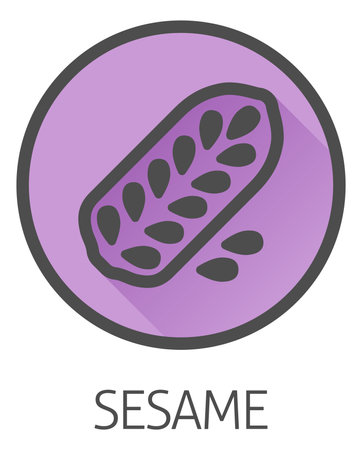Sesame Seed Capsule Pod Food Allergen Icon Conceptのイラスト素材
